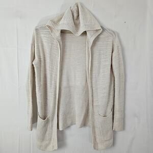 American Eagle Sweater Womens Small Ivory Cream Cardigan Hooded Open Front AEO